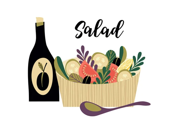 Ilustración vectorial de ensalada vegetal . — Vector de stock