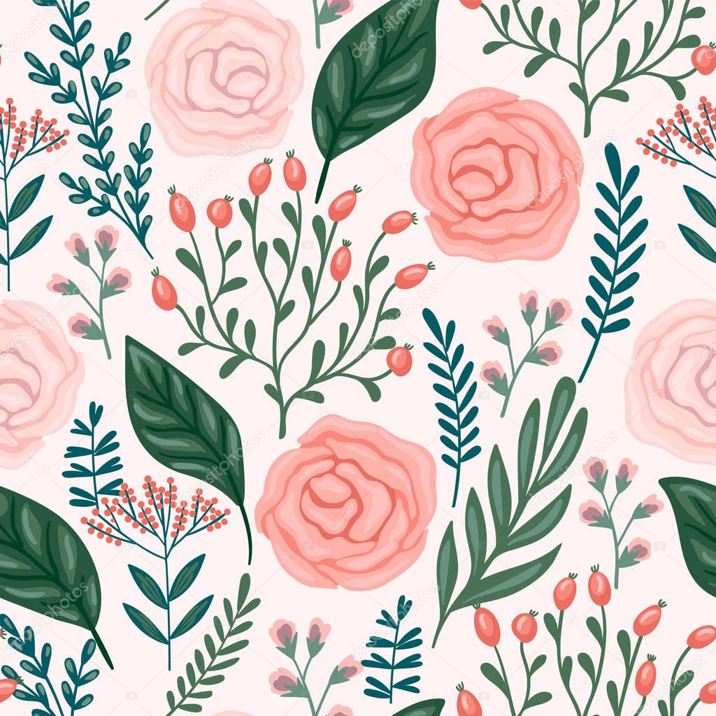 Floral seamless pattern. Vector design.