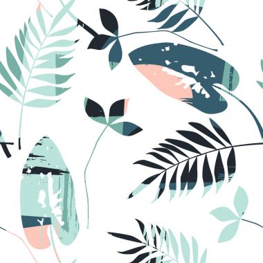 Dokular soyut çiçek seamless modeli son moda el ile çizilmiş.