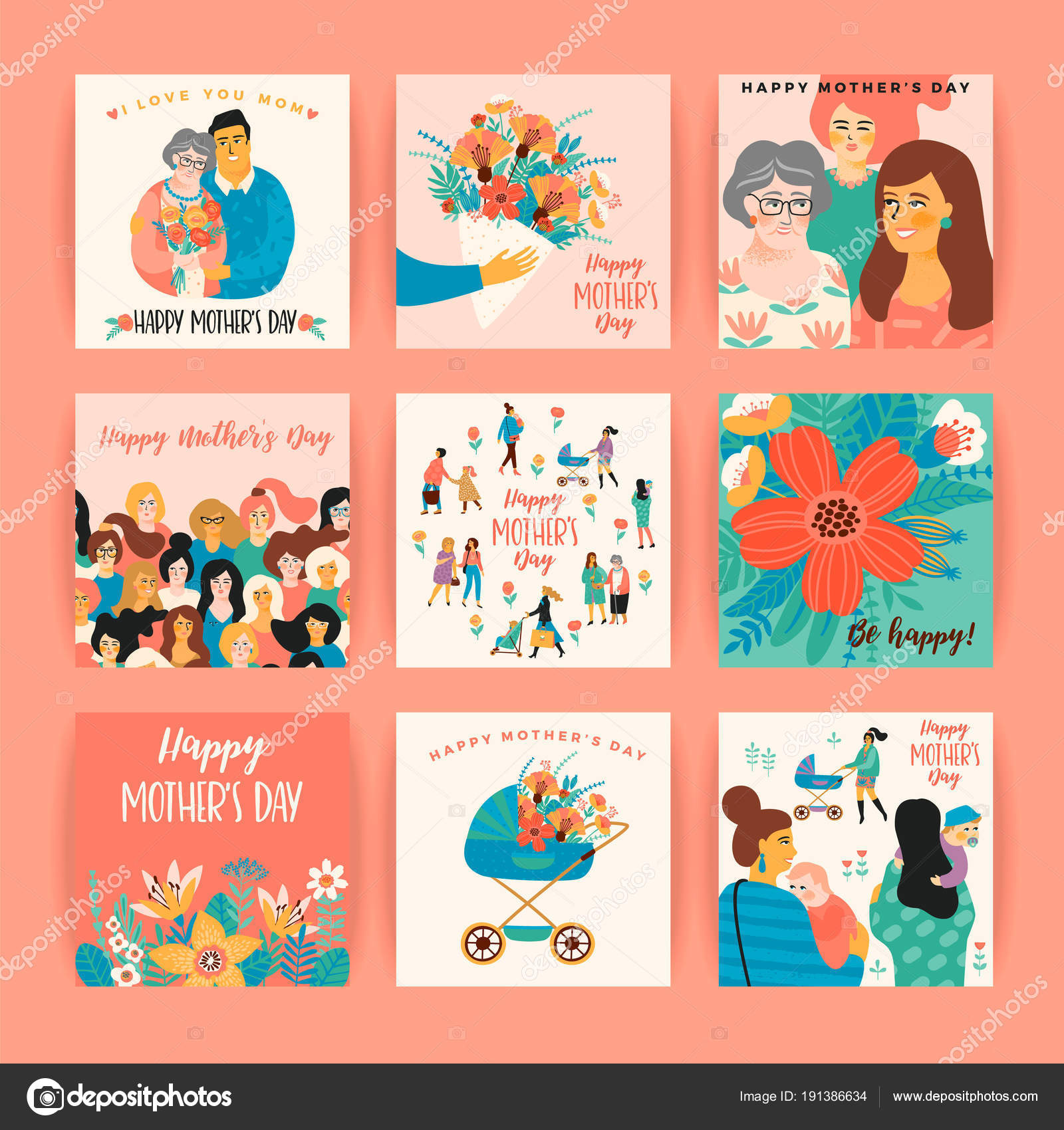 สุขสันต์วันแม่ เวกเตอร์แม่แบบไพ่โปสเตอร์ป้ายและการใช้อย่างอื่น . — ภาพเวกเตอร์สต็อก © Nadezda ...