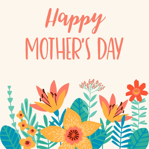 Szczęśliwy dzień matki. Ilustracja wektorowa z kwiatami. — Wektor stockowy