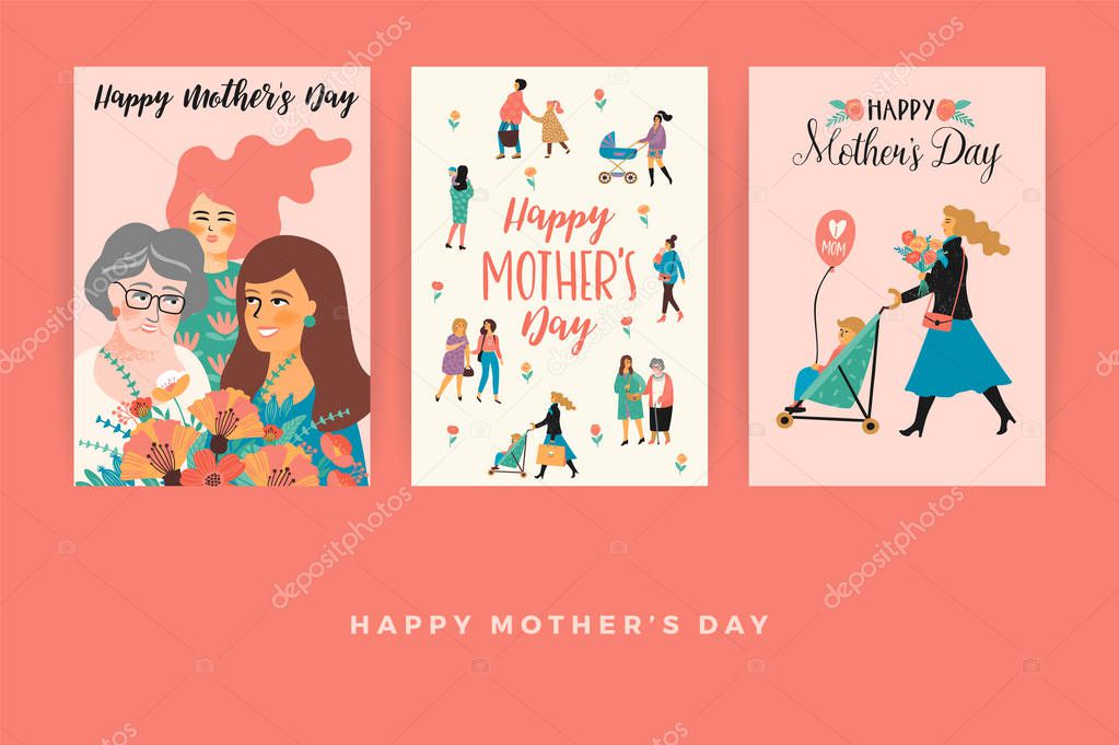 Happy Mothers Day. Vector templates for card, poster, banner, and other use.