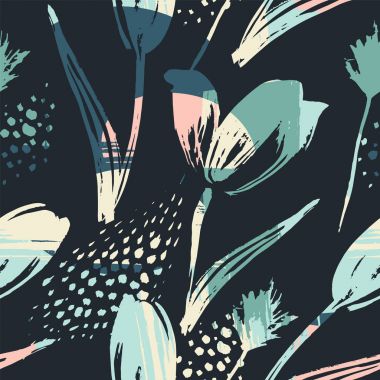 Soyut çiçek seamless modeli Lale. Trendy el çizilmiş dokuları