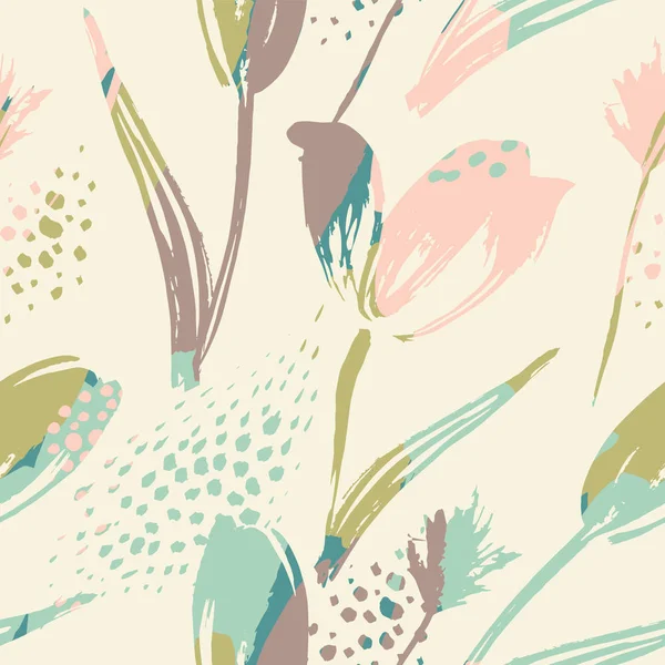 Soyut çiçek seamless modeli Lale. Trendy el çizilmiş dokuları