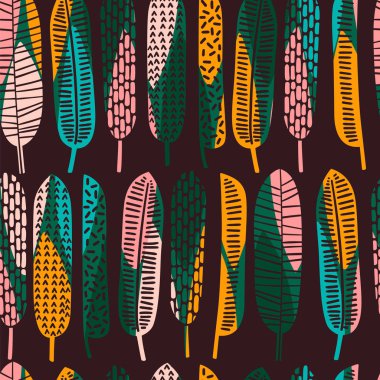 Tropikal yaprakları ile soyut seamless modeli.