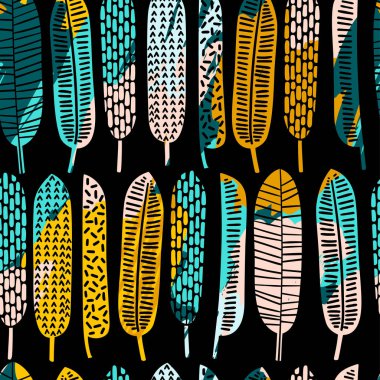 Tropikal yaprakları ile soyut seamless modeli.