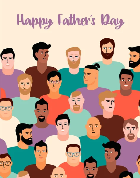 Feliz Dia dos Pais. Ilustração vetorial com rostos de homens . —  Vetores de Stock