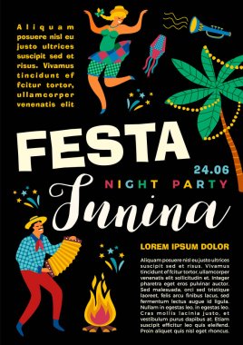 Festa Junina. Vektör şablonu.