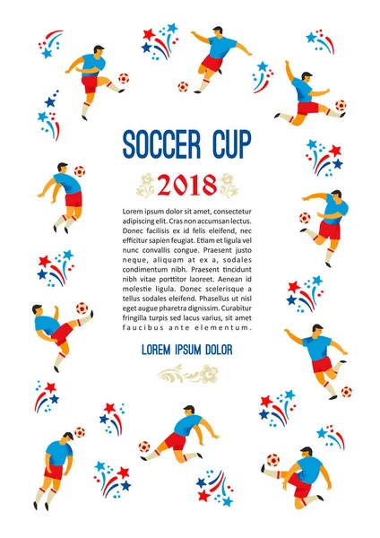 Copa de Fútbol. Plantilla vectorial con jugadores de fútbol . — Vector de stock