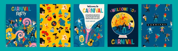 Olá, Carnaval. Conjunto vetorial de ilustrações para conceito de carnaval e outros usos . — Vetor de Stock