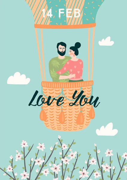 Romantische illustratie met man en vrouw. Liefde, liefdesverhaal, relatie. — Stockvector