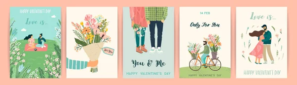 Romantische set van illustraties met man en vrouw. Vector design concept voor Valentijnsdag en andere gebruikers. — Stockvector
