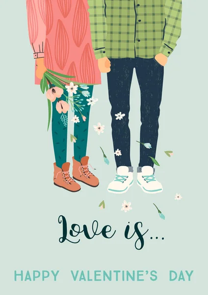 Romantische illustratie met man en vrouw. Liefde, liefdesverhaal, relatie. — Stockvector