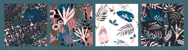 Motifs floraux abstraits sans couture avec des textures dessinées à la main à la mode. — Image vectorielle