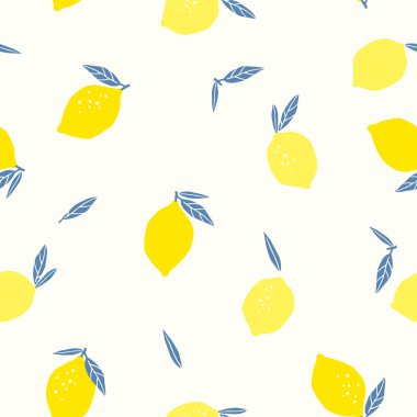 Limon ile vektör dikişsiz desen. Trendy el çizilmiş dokular.