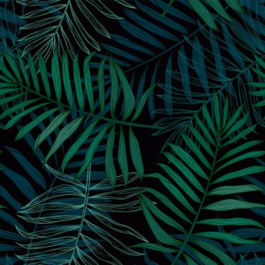 Tropical seamless pattern with palm leaves. Modern abstract design