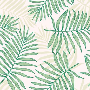 Tropical seamless pattern with palm leaves. Modern abstract design
