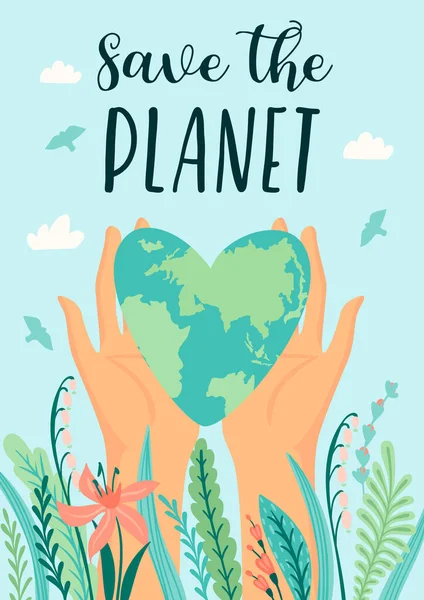 Earth Day. Save Nature. Vector design template — Stock Vector