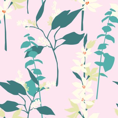 Soyut çiçekleri olan sanatsal kusursuz desen. Modern tasarım