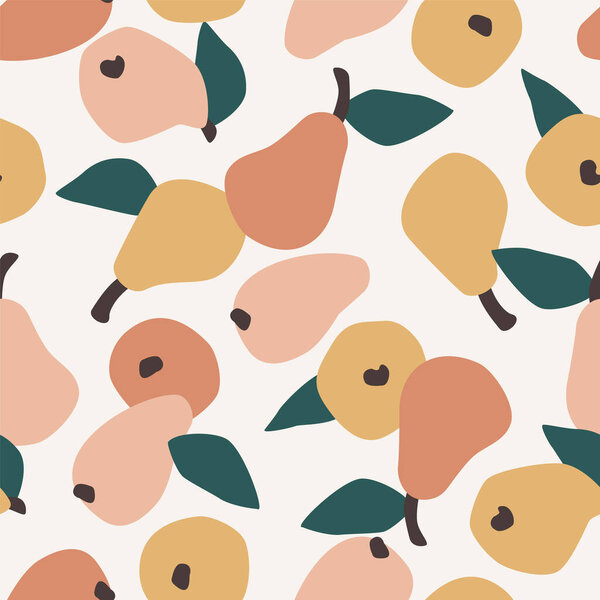 Векторный бесшовный рисунок с простыми грушами. Модные текстуры ручной работы
.