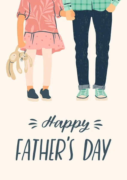 Babalar Günün kutlu olsun. Vektör çizimi. Erkek çocuğun elini tutar.. — Stok Vektör