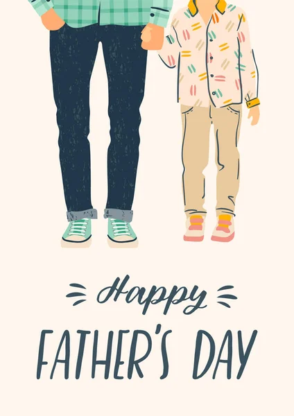 幸せな父の日。ベクトルイラスト。男は子供の手を握っている. — ストックベクタ