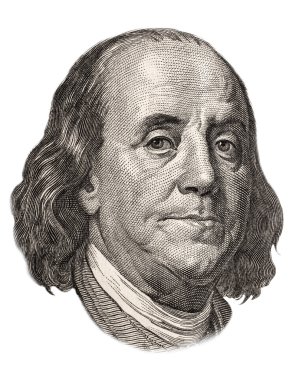 Benjamin Franklin stilize dolar beyaz bir arka plan görüntüsü