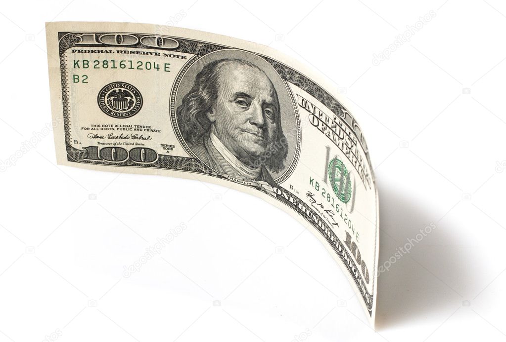bill one hundred dollars on a white background