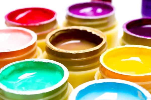 Polymer gel Paint Polish, borste för applicering av spik på vit bakgrund — Stockfoto