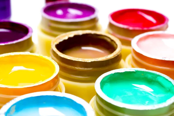 Polymer gel Paint Polish, borste för applicering av spik på vit bakgrund — Stockfoto