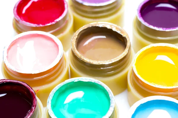 Polymer gel Paint Polish, borste för applicering av spik på vit bakgrund — Stockfoto