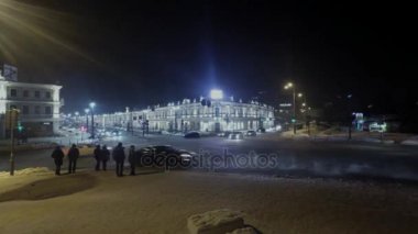 Şehir, trafik araç trafiği, timelapse Rus merkezi sokak