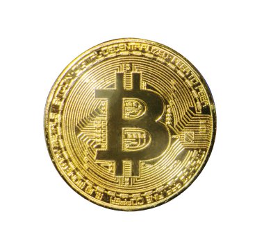 beyaz zemin üzerine altın parlak sikke bitcoin