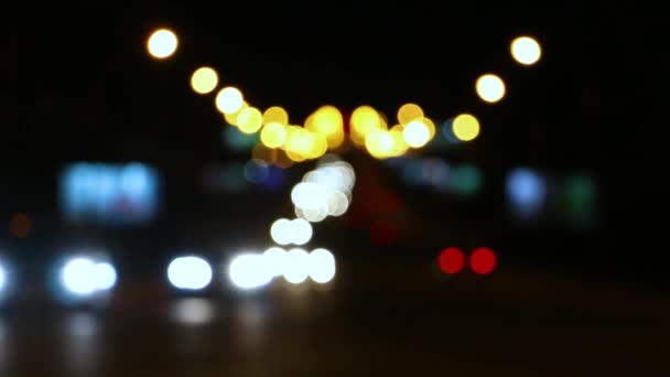 Luzes Carro Embaçadas Encruzilhada Grande Cidade Noturna Luzes — Vídeo de Stock