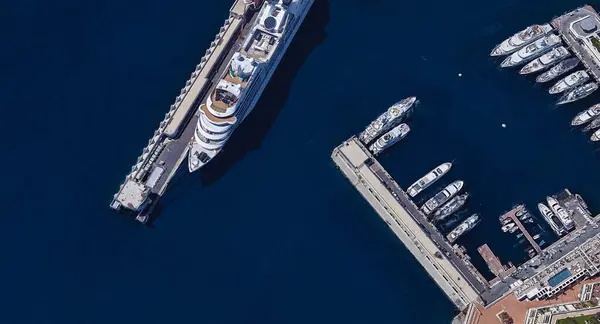 Pobřeží Monaka Evropě Středozemním Moři Výšky Letu Dronem — Stock fotografie