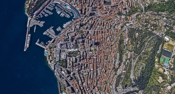 Wybrzeże Monako Europie Morzu Śródziemnym Wysokości Lotu Drona — Zdjęcie stockowe