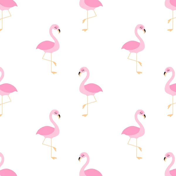 Padrão sem costura vetorial com flamingo bonito no fundo branco. Design para tecido e decoração . — Vetor de Stock