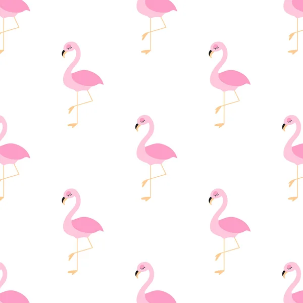 Padrão sem costura vetorial com flamingo bonito no fundo branco. Design para tecido e decoração . — Vetor de Stock