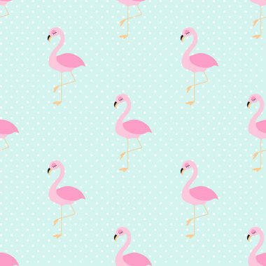 Vektör ışık turkuaz üzerinde şirin flamingoları ile seamless modeli 