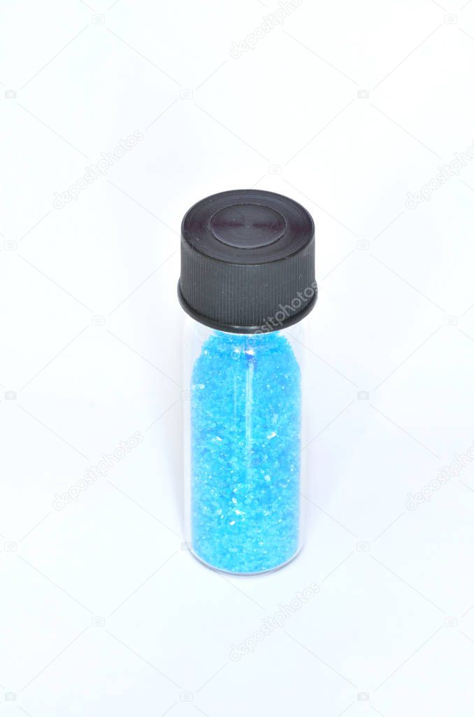 Copper Sulfate Crystals In A Glass Container Stock Photo Image By C Cobracz 130361322