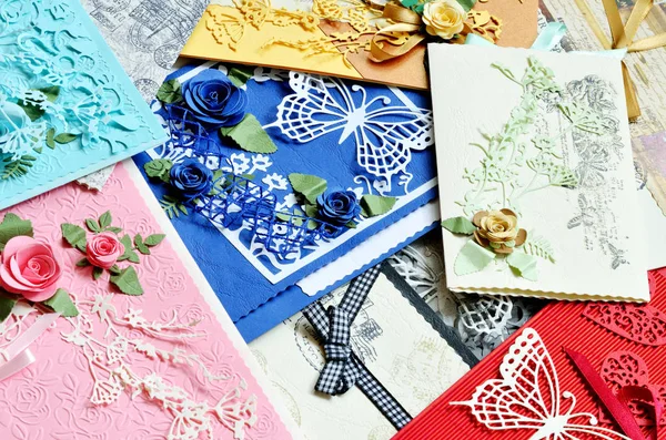 装飾的な紙のカード, バレンタイン, 結婚式の山 — ストック写真