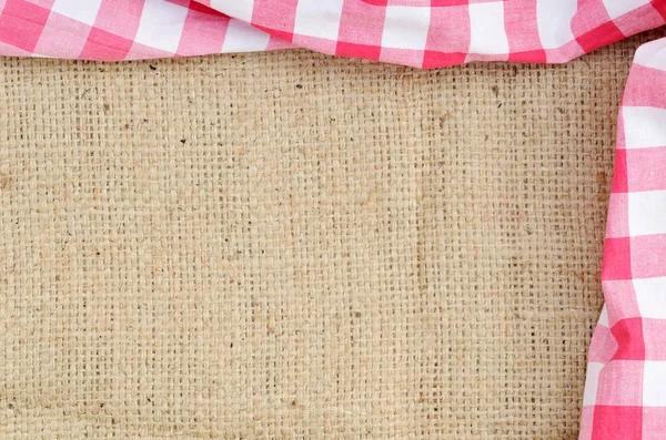 Rood Gevouwen Geruite Landelijke Tafelkleed Doek Vorm Van Frame — Stockfoto