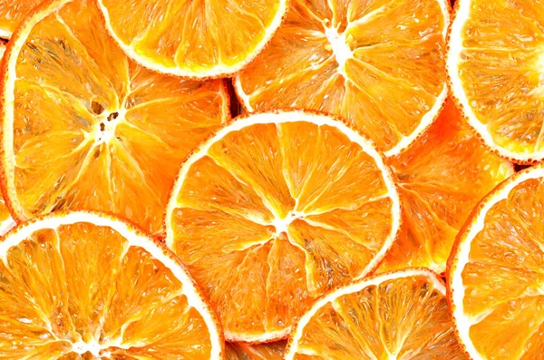 View from above to riped pieces of oranges. — Stock Photo, Image