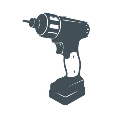 Matkap vektör El aracını düz. Elektro araçları. Elektrikli tornavida bit simgesi.