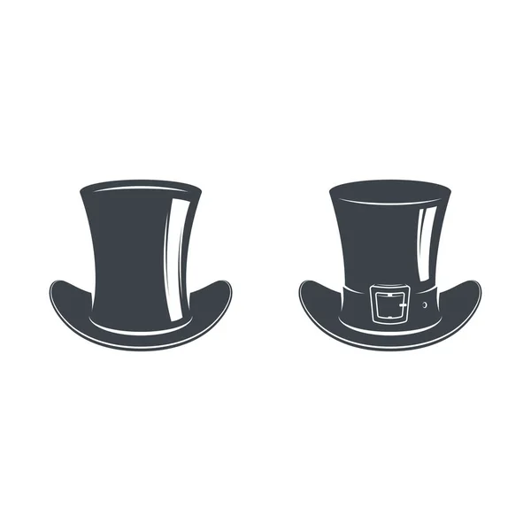 Conjunto de bowler chapéus e cilindros. Estilo vintage. Ilustração vetorial. Cavalheiro. Concentra. Modelo do logotipo . —  Vetores de Stock