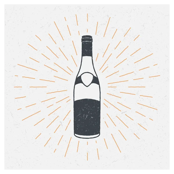 Vin, alkohol, Rom, whisky, port. Vector typografi affisch designkoncept. Hand dras texturerat vintage etikett. Retro badge. — Stock vektor