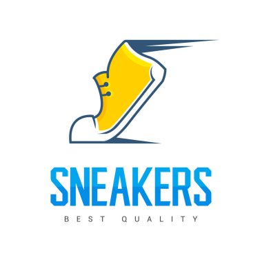 Spor ayakkabı simge, simge veya logosu çalıştıran hız. Etiket. Spor ayakkabıları. Yaratıcı tasarım. illüstrasyon.