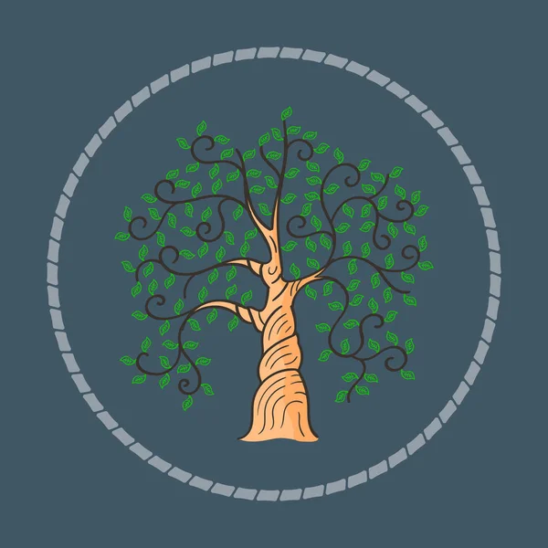 Hermoso árbol sobre fondo blanco, vector aislado, rama con hojas verdes sobre fondo blanco.Gráficos vectoriales. Elemento de diseño de obra . — Archivo Imágenes Vectoriales