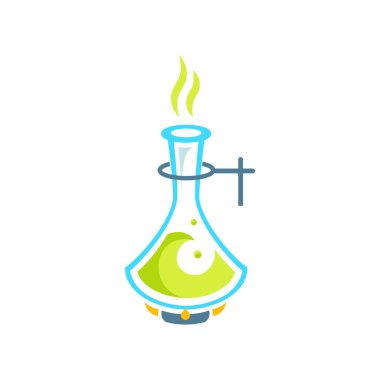 Kimyasal test tüpleri illüstrasyon simge vektör. Kimya. Kimyasal simgeler kümesi. Düz stil. Vektör çizim. Laboratuvar. Logo.