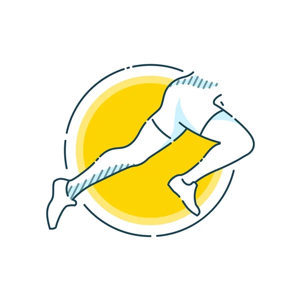 Női nő lába futó cipő elszigetelt fehér háttér vektor illusztráció. Fitness. Sport. Tornaterem logó. — Stock Vector